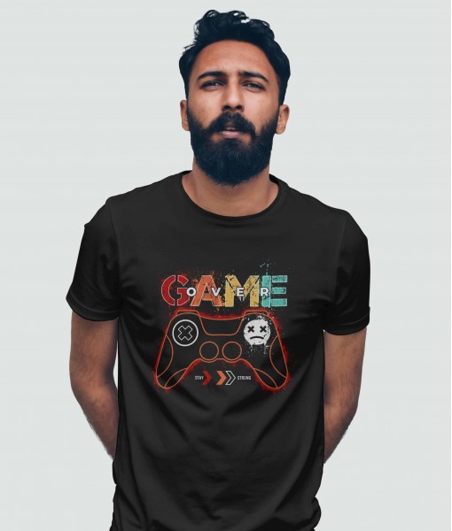 Мъжка тениска с щампа Текст и надписи Game over stay strong